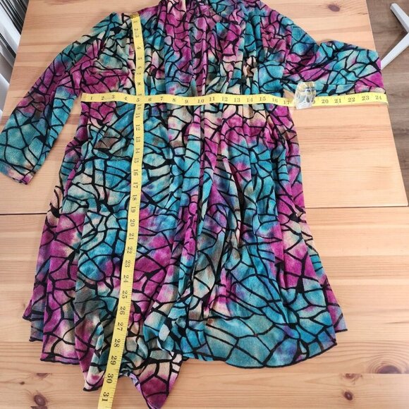 Women's Top Purple Mesh Open Duster Cardigan Mermaid Whmisical Purple Blue S - Picture 5 of 9